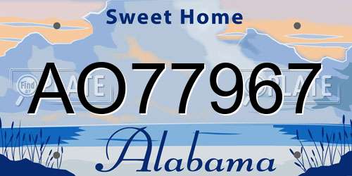 AO77967 Alabama License Plate