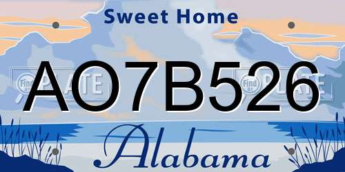 AO7B526 Alabama License Plate