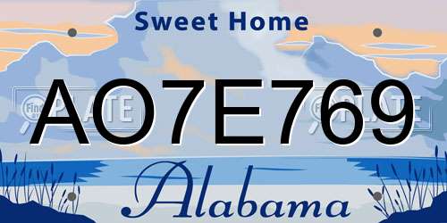 AO7E769 Alabama License Plate