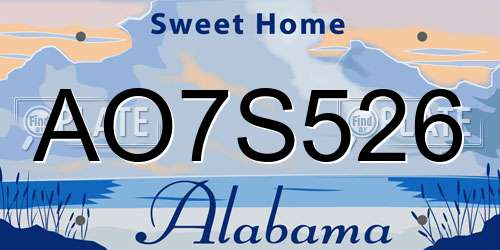 AO7S526 Alabama License Plate