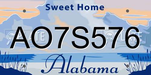 AO7S576 Alabama License Plate
