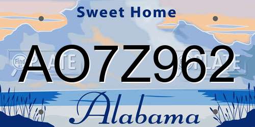 AO7Z962 Alabama License Plate