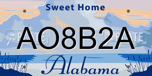 AO8B2A Alabama License Plate