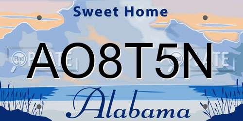 AO8T5N Alabama License Plate