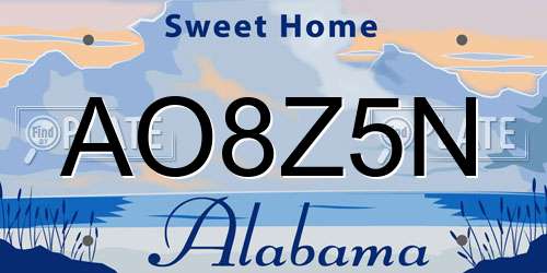 AO8Z5N Alabama License Plate