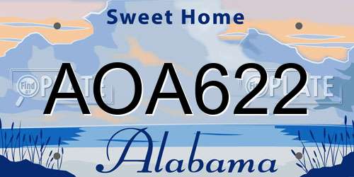 AOA622 Alabama License Plate