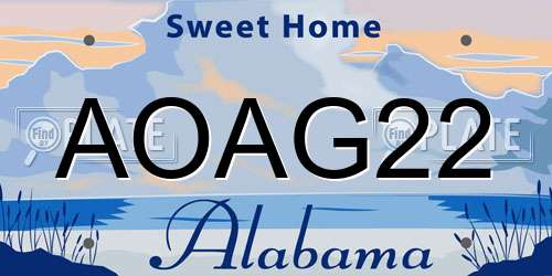 AOAG22 Alabama License Plate