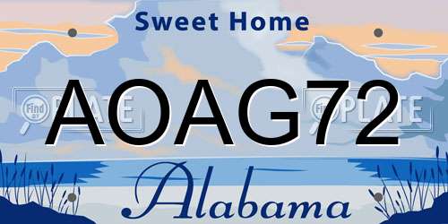 AOAG72 Alabama License Plate