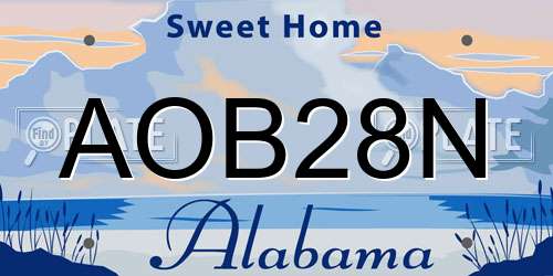 AOB28N Alabama License Plate