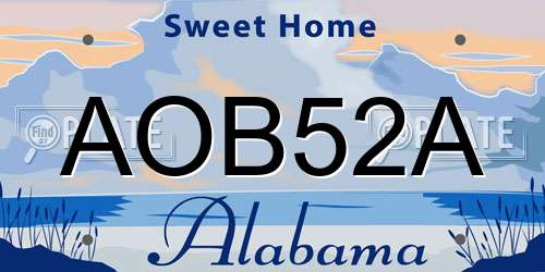 AOB52A Alabama License Plate