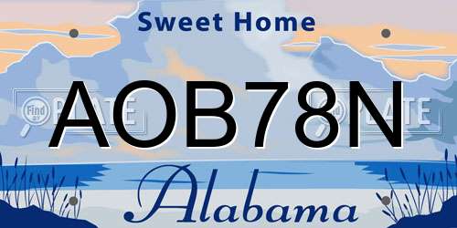 AOB78N Alabama License Plate
