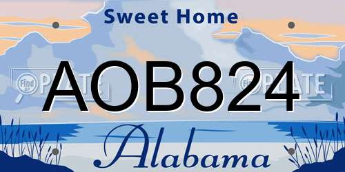 AOB824 Alabama License Plate