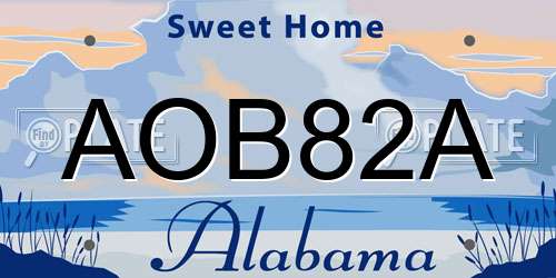 AOB82A Alabama License Plate
