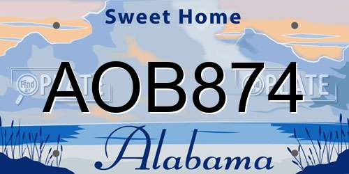 AOB874 Alabama License Plate