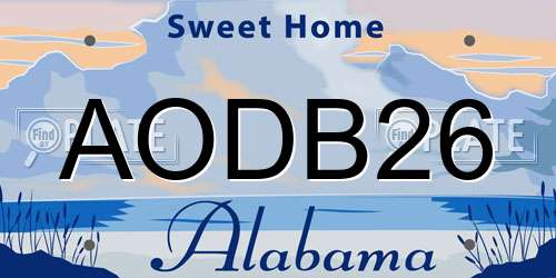 AODB26 Alabama License Plate