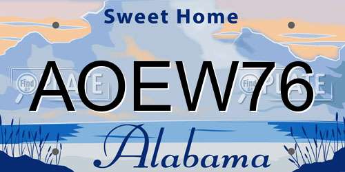 AOEW76 Alabama License Plate
