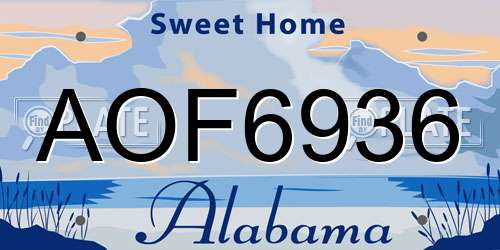 AOF6936 Alabama License Plate