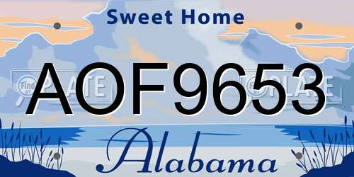 AOF9653 Alabama License Plate