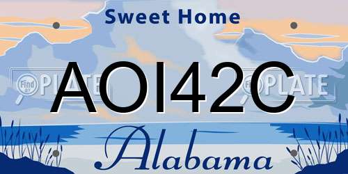 AOI42C Alabama License Plate