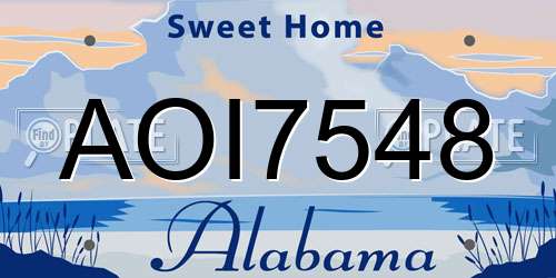 AOI7548 Alabama License Plate