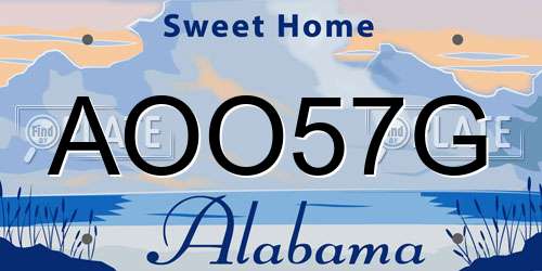 AOO57G Alabama License Plate