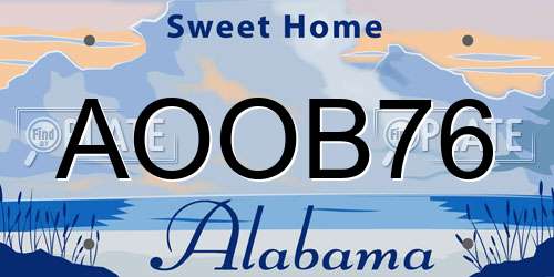 AOOB76 Alabama License Plate