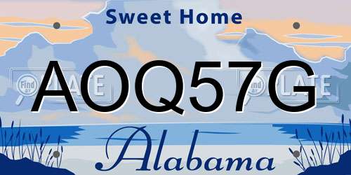 AOQ57G Alabama License Plate