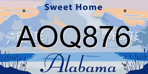 AOQ876 Alabama License Plate
