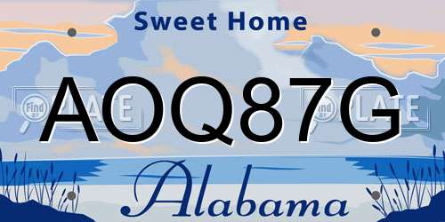AOQ87G Alabama License Plate