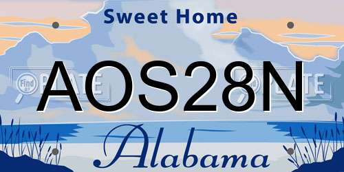 AOS28N Alabama License Plate
