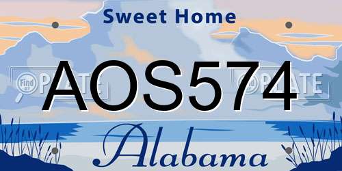 AOS574 Alabama License Plate