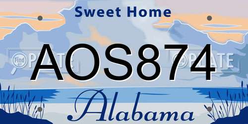 AOS874 Alabama License Plate
