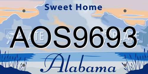 AOS9693 Alabama License Plate