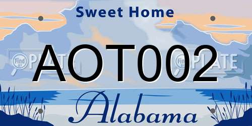 AOT002 Alabama License Plate