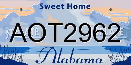 AOT2962 Alabama License Plate
