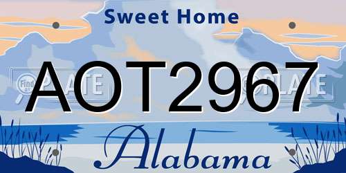 AOT2967 Alabama License Plate