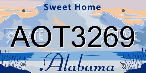 AOT3269 Alabama License Plate