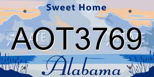 AOT3769 Alabama License Plate