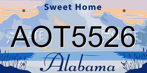 AOT5526 Alabama License Plate