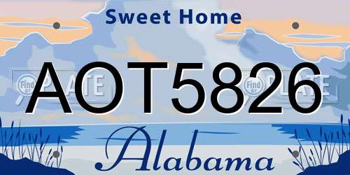 AOT5826 Alabama License Plate