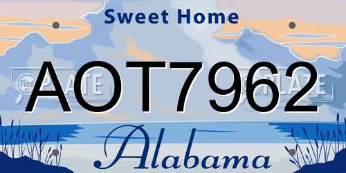 AOT7962 Alabama License Plate