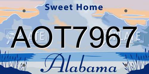 AOT7967 Alabama License Plate