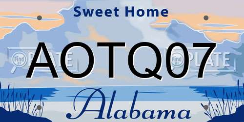 AOTQ07 Alabama License Plate