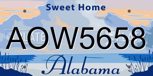 AOW5658 Alabama License Plate