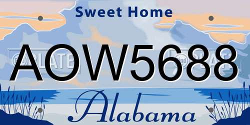 AOW5688 Alabama License Plate
