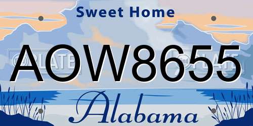 AOW8655 Alabama License Plate