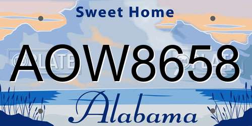 AOW8658 Alabama License Plate