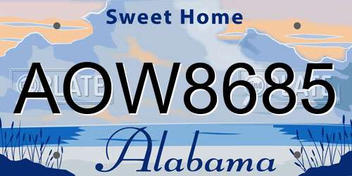 AOW8685 Alabama License Plate