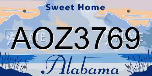 AOZ3769 Alabama License Plate