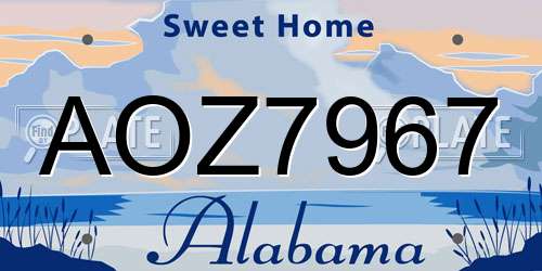AOZ7967 Alabama License Plate